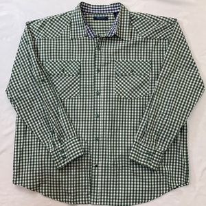 Bruno New York Green and White Gingham Long Sleeved Shirt, 2X, EUC